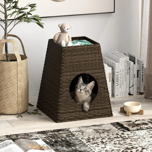Multipurpose Rattan Cat Litter Box Enclosure No Assembly Needed