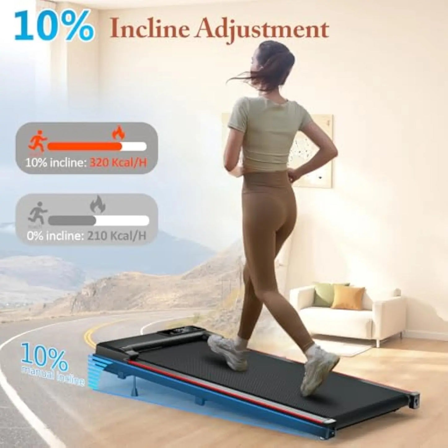 Walking Pad Treadmill with Incline for Home Small Spaces