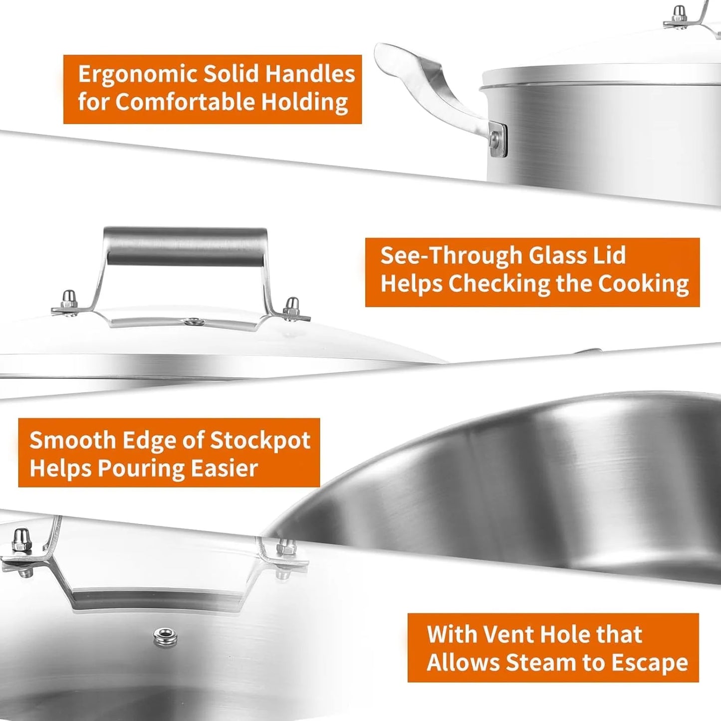 Stainless Steel 5.5QT Cookware Everyday Pan with Glass Lid
