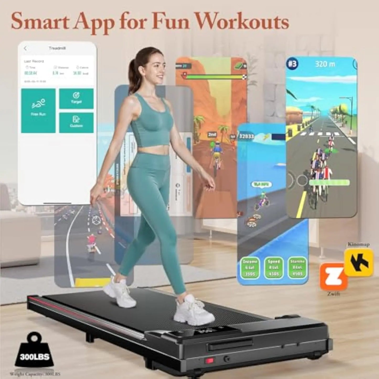 Walking Pad Treadmill with Incline for Home Small Spaces
