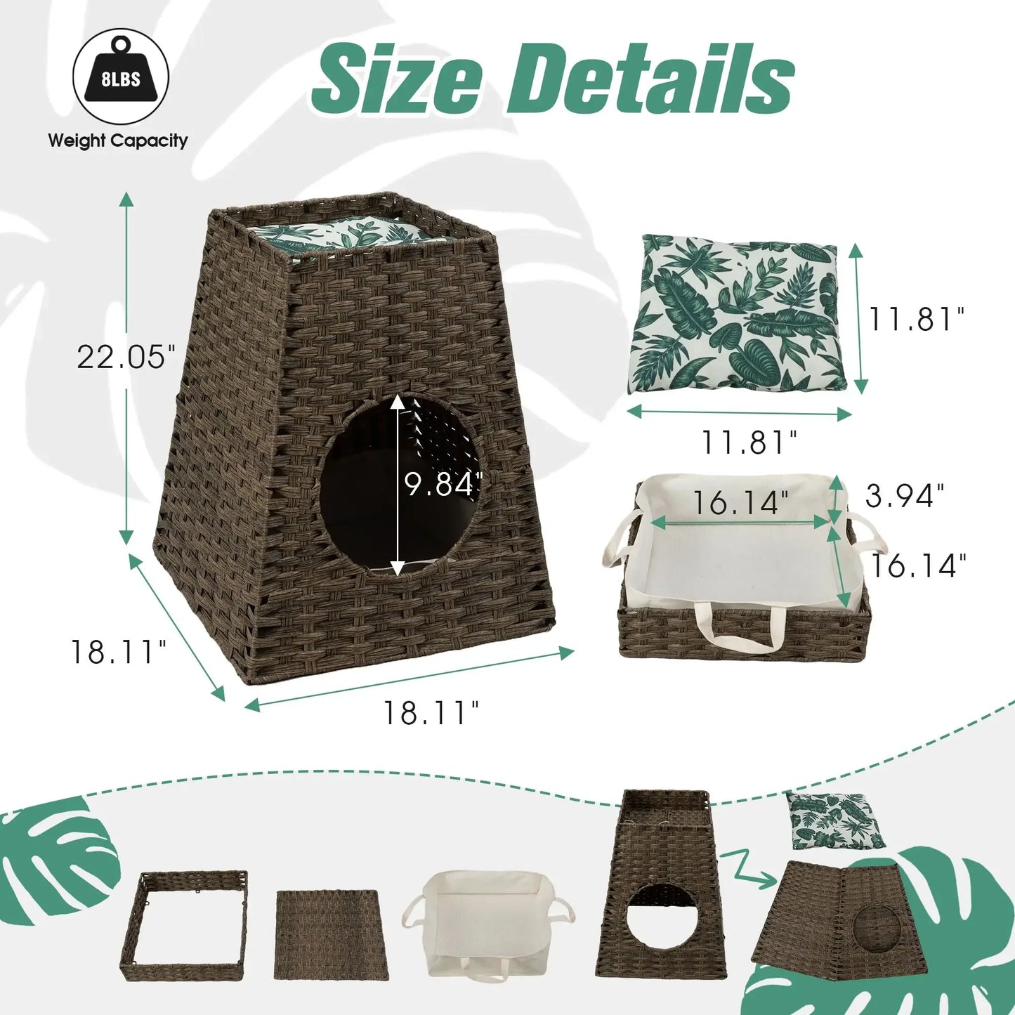Multipurpose Rattan Cat Litter Box Enclosure No Assembly Needed