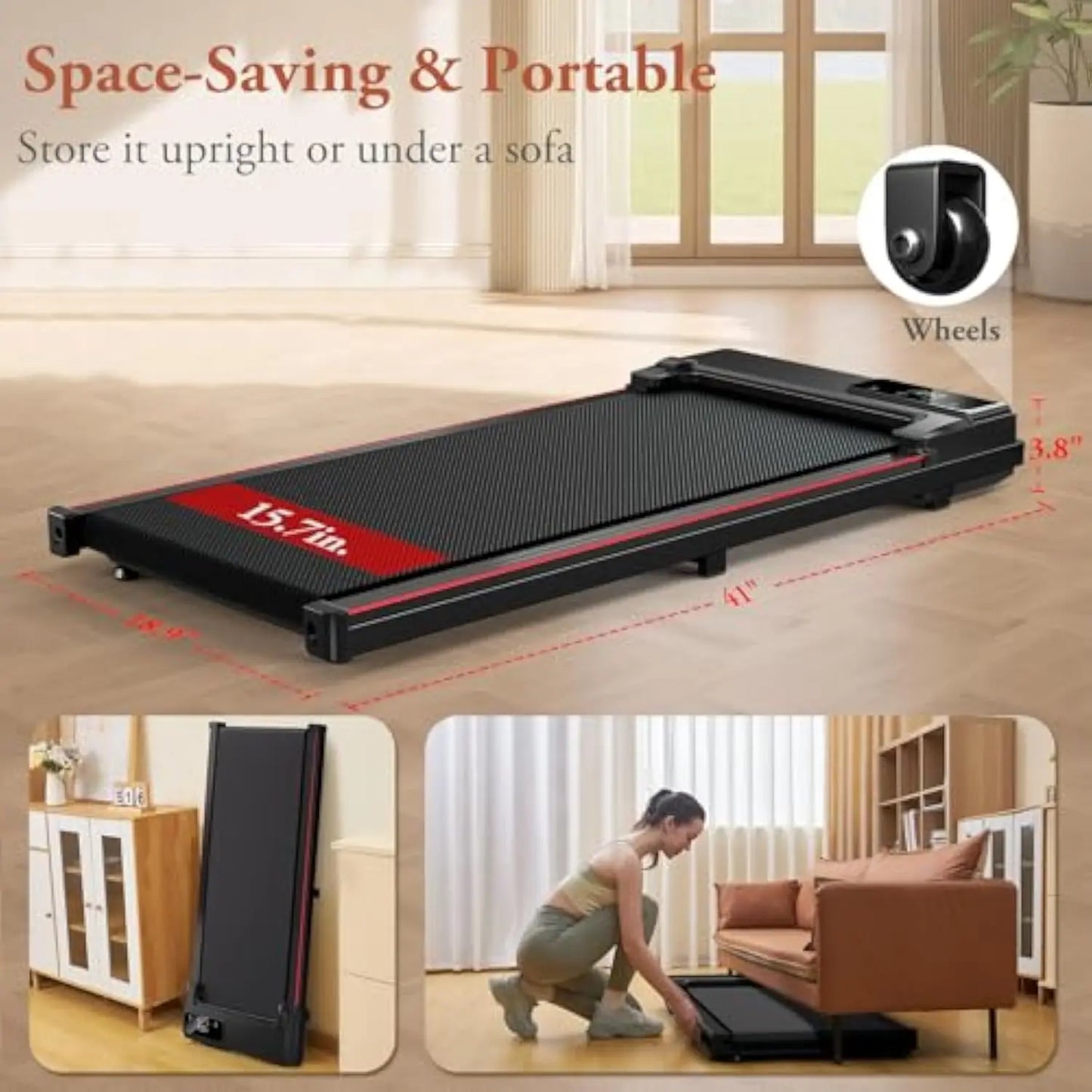 Walking Pad Treadmill with Incline for Home Small Spaces